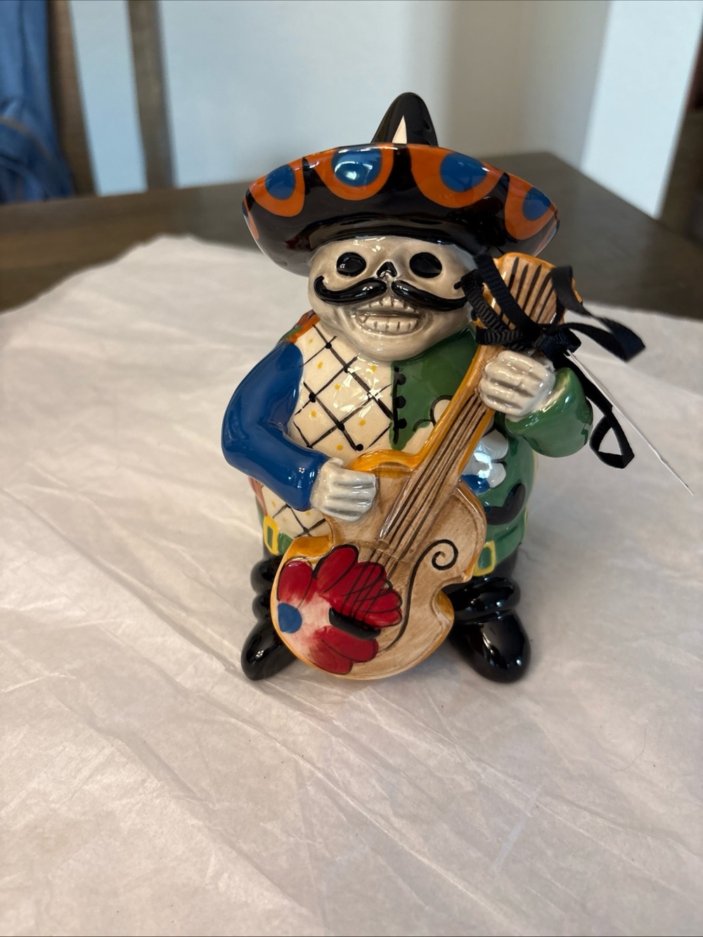 Blue Sky Clayworks Day of the Dead HALLOWEEN Skeleton Musician Guitar Figurine